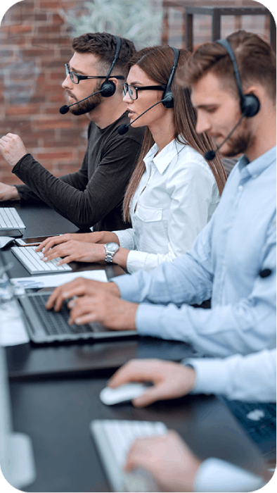 Contact Centre workers assisting customers