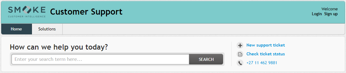Smoke Customer Intelligence Customer Support Portal
