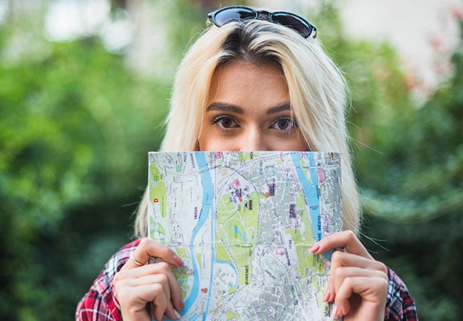 Woman with a map.