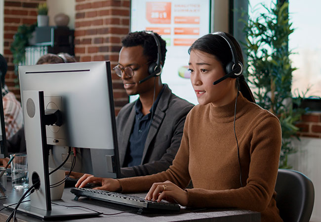 Contact centre agents at work