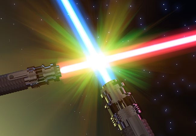 Lightsabres from the movie Star Wars by Dreamworks, Disney and Lucas Arts